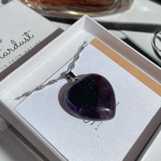 Luxury Amethyst heart pendant gift 💜 Amethyst crystals are used to obtain clarity of the mind and the spirit. 🙏 Crystals of Amethyst signify magic, mystery, royalty, and good judgment power, protection, healing. 💜HEALING PROPERTIES of Amethyst - Cleanses negativity and confusion ⠀⠀ - Spiritual clarity⠀⠀ - Helps to make decisions ⠀⠀ - Calms the mind and the spirit ⠀⠀ - Extremely protective⠀  As you may know, you can choose chain length (18in or 24in) as well as material (Sterling Silver, Silve Spirit Crystals, Purple Heart Necklace, Amethyst Heart, Cute Gift Boxes, Personalized Pendant, Purple Heart, Beautiful Gifts, Amethyst Stone, Christmas Gifts For Her