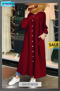 Autumn Casual Women's Cardigan Long Sleeve Stand Collar Large Swing Dress Casual Long Sleeve Maxi Dress With Buttons, Fall V-neck Maxi Dress With Button Closure, Casual Solid Long Sleeve Dress For Winter, Casual Long Sleeve Dress For Winter, Long Sleeve Dresses With Button Closure, Solid Color Button-up Maxi Dress For Fall, Solid Button-up Maxi Dress For Fall, Casual Long Sleeve Solid Color Dress For Winter, Fall Solid Button-up Maxi Dress