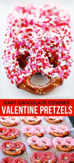 valentine's day pretzels with sprinkles on top and in the middle