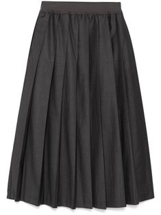 dark grey elasticated waistband pull-on style two side inset pockets pleated skirt A-line ankle-length Long Grey Skirt, Wardrobe Edit, Yoko London, Boots Fall, Exclusive Fashion, Gray Skirt, Lady Dior, Coat Dress, Jacket Tops