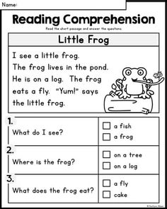 reading worksheet for children to learn how to read the frog and other animals