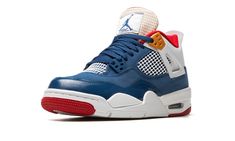 the nike air jordan 4 retro is available in blue, white and red