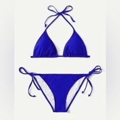 Cobalt Blue Tie Bikini Blue Bathing Suit, Triangle Swimsuit, 2 Piece Swimsuits, Cute Bikinis, Blue Swimsuit, Triangle Bra, Beachwear For Women, Swim Suit, Women Swimsuits