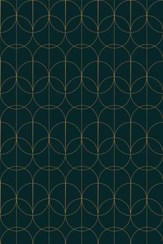 an art deco wallpaper with gold circles on a dark green background in the style of art deco