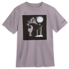 I'd like to join you by your side. Where we can gaze into the stars...'' Jack Skellington and Sally are seen in silhouette on the top of Spiral Hill on this super soft cotton t-shirt. The gorgeous screen art captures the moonlit moment at the end of Tim Burton's The Nightmare Before Christmas when they begin their happily ever after, making this tee the picture of comfort and elegance. Genuine, Original, Authentic Disney Store Product. The Nightmare Before Christmas Halloween, Screen Art, Nightmare Before Christmas Halloween, Halloween Long Sleeve, The Nightmare Before Christmas, Mickey Mouse And Friends, Tie Dye Shorts, Christmas Men, The Nightmare