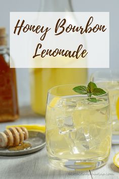 honey bourbon lemonade in a glass on a table