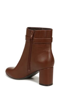 Gleaming hardware elevates this sleek ankle bootie balance by an almond toe and stacked block heel. 2 1/2" heel Synthetic upper/textile lining/synthetic sole Imported Ankle Bootie, Cappuccino, Ankle Booties, Bootie, Nordstrom Rack, Block Heels, Almond, Faux Leather, Size 7