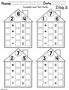 addition worksheet for kids to help students learn how to count the numbers on their houses