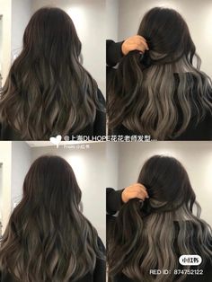 Ash Brown Peekaboo, Narissa Malfoy Hair, Gray Underneath Hair, Brown Lowlights Brunettes, Subtle Hair Dye, Oreo Hair Color, Peekaboo Streaks, Halo Hair Dye, Malfoy Hair