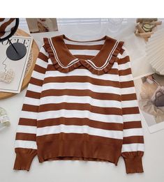 Style: commuting Size: one size Color: coffee, black Contrast Top, Coffee Black, Stripe Long Sleeve, Lace Top Long Sleeve, Color Coffee, High Neck Long Sleeve, Long Sleeve Lace, V Neck Tops, Striped Long Sleeve