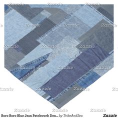 a blue and gray patchwork design on a white background