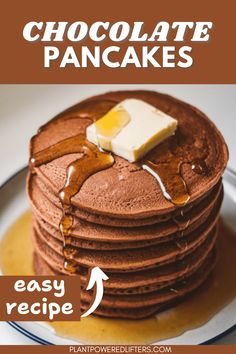 These delicious, easy chocolate pancakes will start your day with a smile! These easy, fluffy pancakes from scratch are extremely filling, especially when you put the right toppings on. Enjoy this homemade vegan pancake recipe!