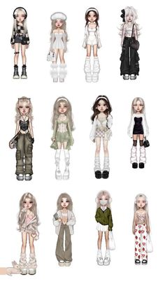 an image of many dolls in different poses