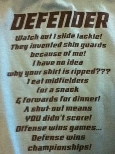 the back of a t - shirt with words written on it that say, defender