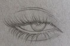 a drawing of an eye with long lashes