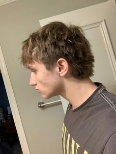 Male Wolfcut Short, Thick Straight Hair Men, Front Fringe Hairstyles Men, Short Messy Mullet, Guts Hairstyle, Haircut For Men Mullet, Layered Straight Hair Men, Strait Hair Haircuts Men, Moptop Haircut