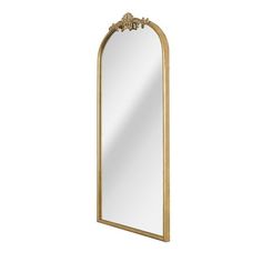 an ornate gold framed mirror on a white background with clippings to the bottom