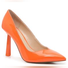 Size: 8 Brand New, Nwt Orange Patent Leather Pointed Toe Heels, Modern Orange Pointed Toe Heels, Spring Orange Patent Leather Heels, Orange Heels For Work, Orange Heels For Workwear, Orange High Heels For Work, Orange Pointed Toe Heels For Work, Holographic Heels, Jennifer Lopez Shoes