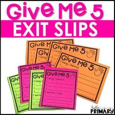 the give me five exit slips for students to use in their writing and reading skills