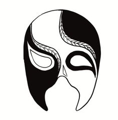 a black and white image of a mask with the word's symbol on it