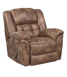 the reclining chair is shown in brown leather