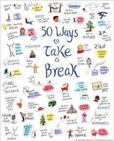 50 ways to take a break When Youre Feeling Down, Health Fair, Ra Ideas, Miracle Morning, Study Methods, Group Therapy, Bee Crafts, Relaxation Techniques, Sensory Processing