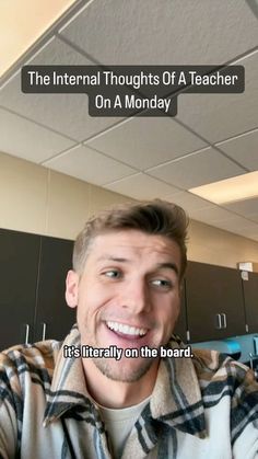 a man is smiling and looking at the camera with an instagram message above his head