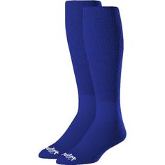 The Rawlings Adult Over-The-Calf Baseball Socks are made with nylon construction to ensure they hold up through every game and practice. Mesh venting keeps you cool when the heat is on, and the cushioned foot bed and ankle guards against impact. The deep heel cup keeps your socks in place. Available in multiple colors to match your team. Comfortable Solid Sports Socks, Blue Anti-odor Sports Socks, Blue Non-slip Sporty Socks, Nylon Sports Socks, Sporty Non-slip Blue Socks, Blue Casual Training Socks, Casual Sports Socks In Nylon, Blue Anti-odor Sporty Socks, Breathable Knee-high Socks For Training