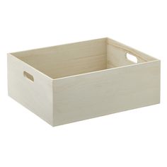 a wooden box with handles on white background