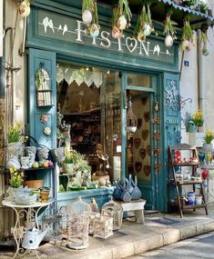 a store front with lots of items on display