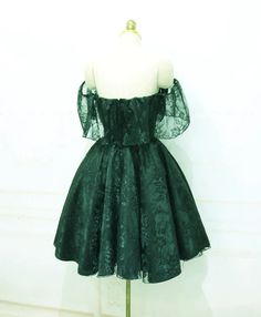 Beautiful Dark Green Lace Off Shoulder Short Party Dress. Lace Homecoming Dress Homecoming 2022, Slytherin Fashion, Short Party Dress, Dress Homecoming, Lace Homecoming Dresses, Short Prom Dress, Dress Bridesmaid, Home Dress, Short Prom