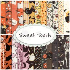 several different halloween themed patterns with the words sweet tooth