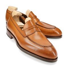 PENNY LOAFERS IN TANNED VEGANO Timeless Almond Toe Moccasins For Galas, Timeless Closed Toe Leather Shoes For Galas, Classic Leather Shoes With Almond Toe And Heel Tab, Classic Leather Shoes With Heel Tab And Almond Toe, Cognac Leather Shoes For Galas, Mens Dress Outfits, Cordovan Shoes, Gentleman Shoes, Business Dresses