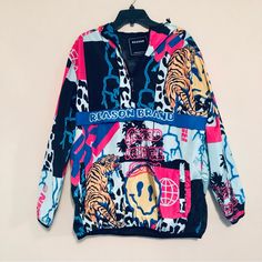 Questions? Leave A Comment Below! Cheap Multicolor Streetwear Outerwear, Retro Multicolor Outerwear For Streetwear, Multicolor Printed Outerwear For Streetwear, Urban Multicolor Outerwear With Graphic Print, Multicolor Graffiti Print Outerwear For Streetwear, Jackets Casual, Mens Jackets Casual, Windbreaker Jacket, Leave A Comment