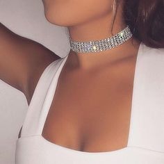 Silver Color Chain Punk Gothic Chokers Necklace Gothic Choker Necklace, Element Necklace, Choker Designs, Gothic Chokers, Rhinestone Choker Necklace, Crystal Choker Necklace, Gothic Necklace, Neck Choker, Rhinestone Choker