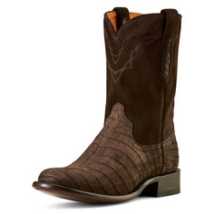 Handcrafted with the old-world artistry of León, Mexico, and the modern comfort Ariat is known for, the Clanton boot is ready to be worn for a lifetime. Premium Nile crocodile leather gives it a unique, luxurious texture and a soft, supple feel. Bench Made Clanton Western Boot | Product Features : 0 : Removable All Day Cushioning insole with genuine vegetable tanned, anti-odor leather sock liner that molds to your foot, 1 : Cork filled forefoot for added comfort and cushioning, 2 : Resoleable 11 Elegant Snip Toe Boots For Western-themed Events, Elegant Brown Snip Toe Boots, Elegant Fitted Boots For Ranch, Fitted Brown Boots With Leather Sole, Luxury Boots With Leather Lining And Snip Toe, Luxury Snip Toe Boots With Leather Lining, Luxury Calf Leather Boots With Snip Toe, Fitted Brown Calf Leather Boots, Brown Goodyear Welted Boots For Ranch