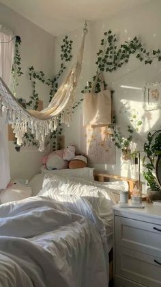 Room Inspo Two Beds, White Room Gold Accents, Dream Room Inspiration Green, Loft Bed Decorating Ideas Daughters, Aesthetic Room Ideas Vines, White Room With Plants Aesthetic, Green Asthetics Bedrooms, Green White Aesthetic Room, Stand Up Mirror Ideas For Bedroom