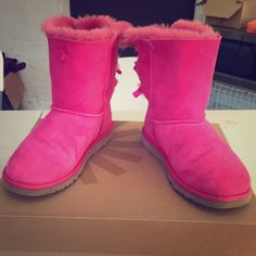 Good Condition, Price Negotiable Baily Bow Pink Uggs, Pink Bailey Bow Ugg, Pink Bailey Bow Uggs, Bow Uggs, Uggs With Bows, Bailey Bow Uggs, Bailey Bow, Shoes Pink, Womens Uggs