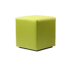 a lime green cube stool on white background