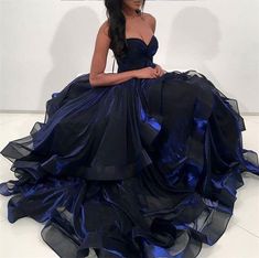 Long Sleeve Homecoming Dress, Prom Dress For Teens, Strapless Ball Gown, Blue Organza, Blue Ball Gowns, Floor Length Prom Dresses, Long Evening Gowns, Short Prom Dress, Gown Prom