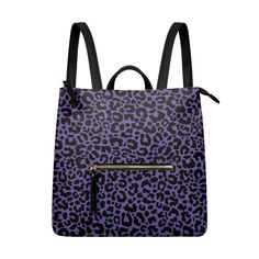 Purple Leopard Print PU Backpack Purse - $64.99 - Free Purple Leopard Print, Vegan Leather Boots, Purple Leopard, Leopard Spots, Rain Or Shine, Purple Background, Black Leopard, Purple Backgrounds, Blue Paisley