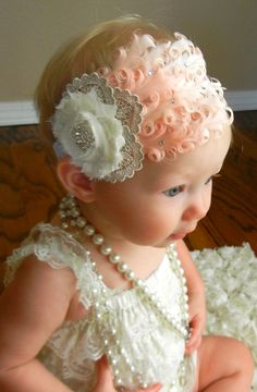 i need another little girl!!! Pearls And Lace, Lace Headband, Baby Flower, Pearl Headband, Diy Baby, Future Kids, Future Baby