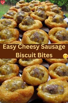 easy cheesy sausage biscuit bites are ready to be eaten in the oven