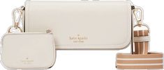 Classic White Bag With Card Slots, Formal White Bags With Card Slots, White Travel Bag With Card Slots, Kate Spade White Leather Wallet, White Kate Spade Bags With Card Slots, White Kate Spade Wallet For Everyday Use, White Leather Travel Wallet, White Pebbles, Bags Kate Spade