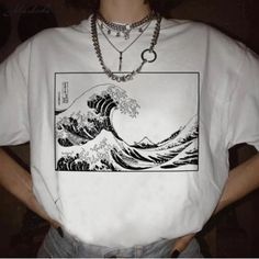 The Great Wave of Kanagawa Printed T-shirt on Storenvy The Wave Shirt, Artistic White T-shirt With Custom Print, Artistic White Summer T-shirt, Artistic White Cotton T-shirt, Artistic White Tops For Streetwear, Artistic White Top With Screen Print, Artistic White T-shirt With Graphic Print, Artistic Printed White Shirt, Artistic Printed White Tops