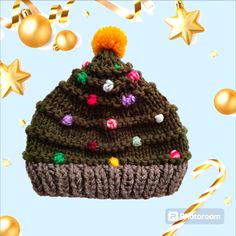 Unique Unisex Kids Beanie And Pom. Knit With Premium Acrylic. Knit To Look Like A Christmas Tree, Including Ornaments! Hat Is Light To Medium Weight And Perfect For Upcoming Winter Season. Very Unique And Would Be Great For Camping, Outdoors, School, Any Time! Circumference In Inches (Unstretched): 16 Height In Inches (Without Pom Pom): 7.5 Hand Knit In A Smoke And Pet Free Environment. I Use Sustainable And Natural Fibers Where I Can. I Also Knit With Premium Acrylics For Those That May Have An Christmas Tree Hat, Baby Winter Hats, Kids Beanies, Kids Hands, Pom Pom Hat, Christmas Knitting, Toddler Gifts, Kids Accessories, Hand Knitting