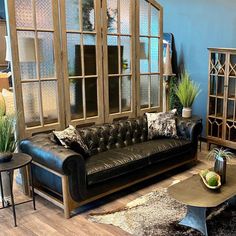 a living room filled with furniture and lots of windows on the wall above it's doors