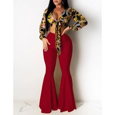 Red Ruffled Hem Nightclub Flare Pants Business Casual Jacket, Black Trousers Casual, Style Wide Leg Pants, Business Casual Blazer, Casual Outerwear, Lotus Leaf, Chic Pink, Pant Length, Style Office