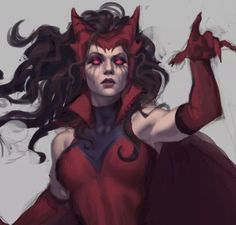 a drawing of a woman with horns and devil makeup