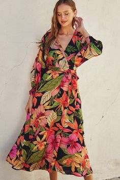 Our new Oceania Garden Midi Dress is the perfect addition to your summer wardrobe! This new arrival features a v-neckline, long bubble sleeves, a belted tie waistband, and a wrap design. Absolutely perfect for any formal occasion! polyester hand wash with cold water hang to dry V-neck Wrap Dress With Tie Waist For Garden Party, Spring Brunch Wrap Dress, Spring Garden Party Wrap Dress, Green Tie Waist Wrap Dress For Vacation, Chic Vacation Wrap Dress With Surplice Neckline, Chic Wrap Dress With Surplice Neckline For Garden Party, Chic Surplice Neckline Wrap Dress For Garden Party, Chic Wrap Dress With Surplice Neckline For Vacation, Brunch Maxi Dress With Tie Waist And Surplice Neckline